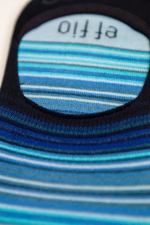 Effio gestreepte sneaker sokken close up - Sneaky Warming Stripes NL Regen