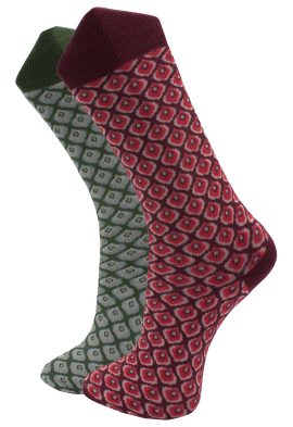 Retro Design Herensokken – 2Pack Flames Rood & Licht Groen